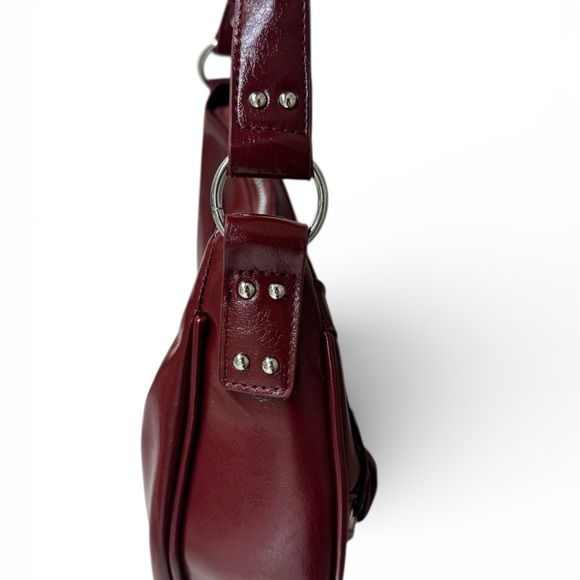 Burgundy Lace-Up Hobo Bag - Picture 4 of 4